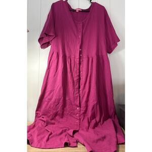Woman Within Plus Size Button-Front Essential Dress Pink Size 22/24 W/ 1X V7